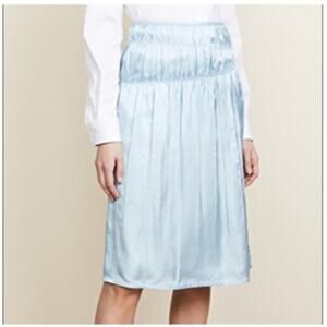 Helmut Lang Blue Midi Ruched Slip Skirt Size 4
